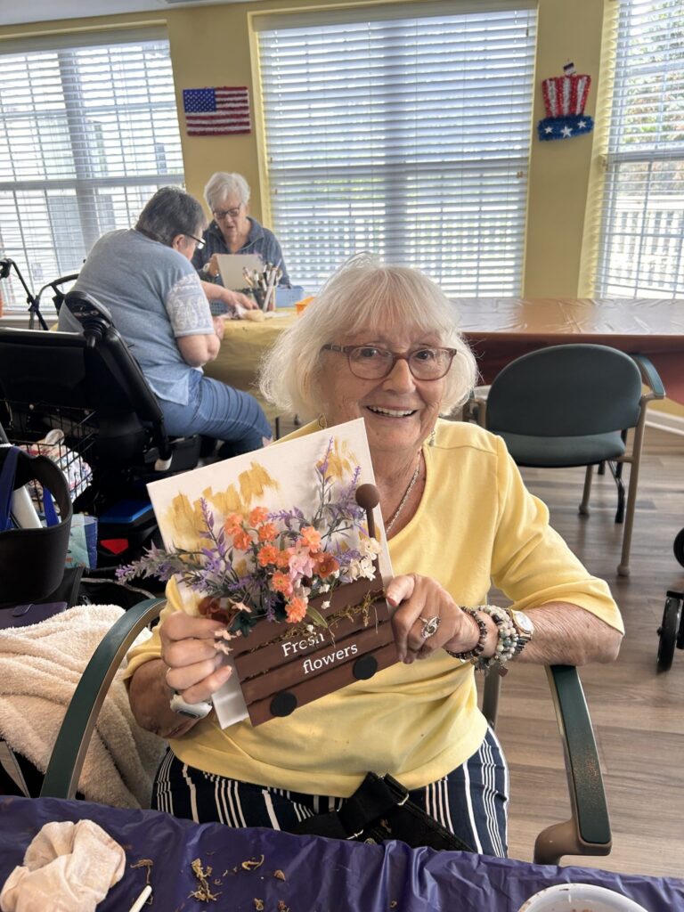 residents making a bouquet